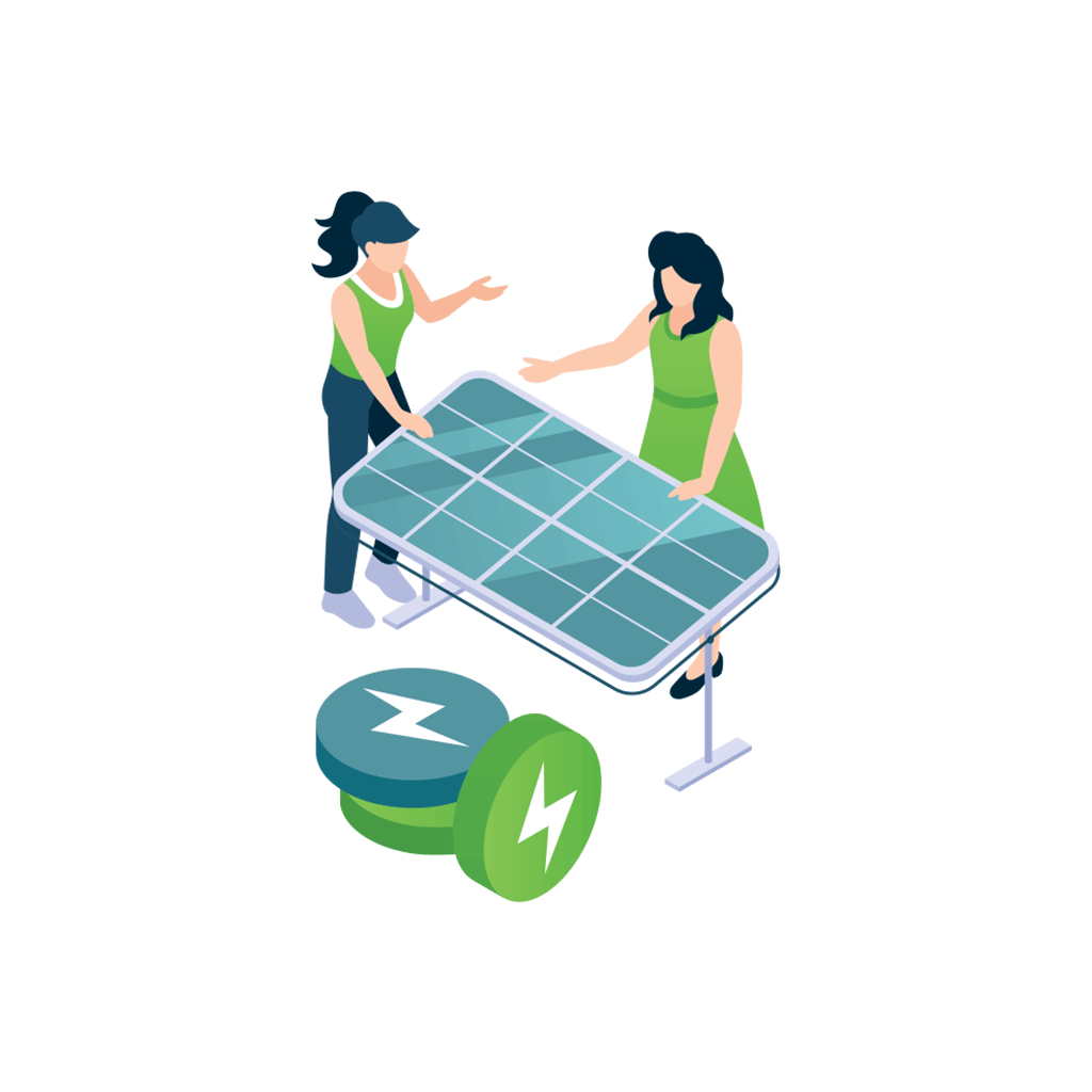 solar panel and women illustration