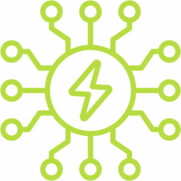 Tech Solar Battery grid connection green icon